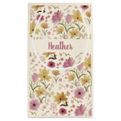 Roze Wilde Bloem Waterverf Monogram Naam Klein Cadeauzakje (Achterkant)