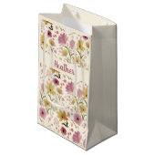 Roze Wilde Bloem Waterverf Monogram Naam Klein Cadeauzakje (Voorkant Gekanteld)