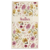 Roze Wilde Bloem Waterverf Monogram Naam Klein Cadeauzakje (Voorkant)