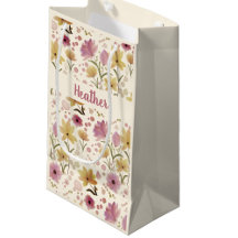 Roze Wilde Bloem Waterverf Monogram Naam