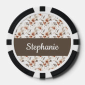 Roze wilde bloem waterverf monogram naam poker chips (Voorkant)