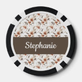 Roze wilde bloem waterverf monogram naam poker chips (Achterkant)