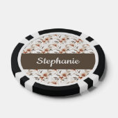 Roze wilde bloem waterverf monogram naam poker chips (Enkel)