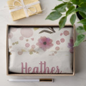 Roze wilde bloem waterverf monogram naam tissuepapier (Geschenk)