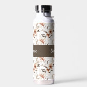 Roze wilde bloem waterverf monogram naam waterfles (Links)