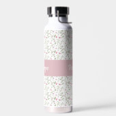 Roze wilde bloem waterverf monogram naam waterfles (Links)