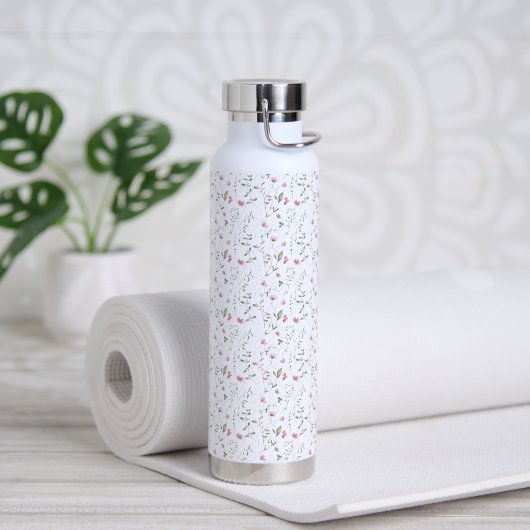 Roze wilde bloem waterverf waterfles (Yoga (Gedraaid)  )