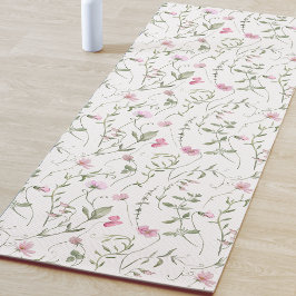 Roze wilde bloem waterverf yogamat