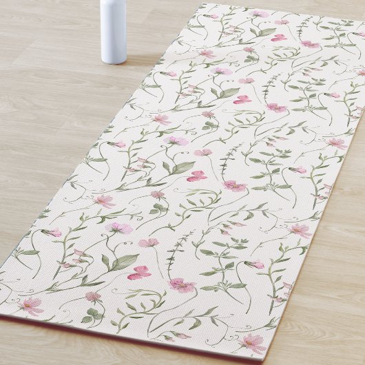 Roze wilde bloem waterverf yogamat