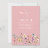 Roze Wilde Bloem Wilde Bloem Bloemen Huwelijk Kaart (Voorkant)