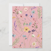 Roze Wilde Bloem Wilde Bloem Bloemen Huwelijk Kaart (Achterkant)
