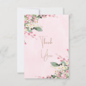 Roze Wilde Bloemblad Bruiloft Thank You Kaart (Achterkant)
