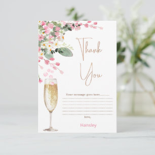Roze Wilde Bloemblad Bruiloft Thank You Kaart