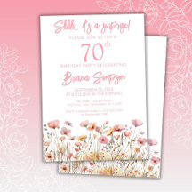 Roze Wilde Bloemen 70e Verjaardagsfeest Surprise