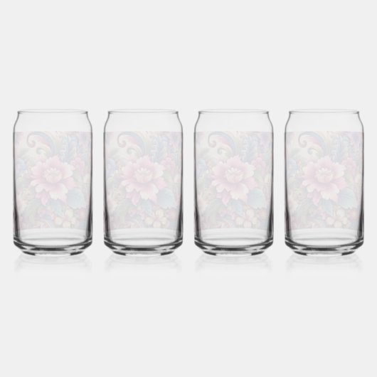 Roze wilde bloemen blikvorm glas (Achterkant)