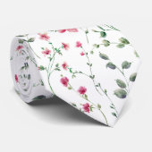 Roze wilde bloemen boho trendy uniek stropdas (Opgerold)