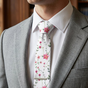 Roze wilde bloemen boho trendy uniek stropdas