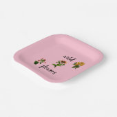 Roze Wilde Bloemen Botanie Papieren Bordje (Gebogen)
