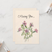 roze wilde bloemen Botanisch ontkend u Kaart (Voorkant / Achterkant in situ)