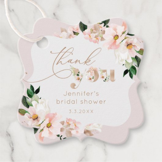 Roze wilde bloemen bruid bedankt bedankjes labels (Voorkant)