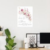 Roze Wilde Bloemen Bruidsdiner Poster (Thuiskantoor)