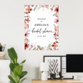 Roze Wilde Bloemen Bruidsdiner Welkom Teken Poster (Thuiskantoor)