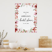 Roze Wilde Bloemen Bruidsdiner Welkomstbord Poster (Keuken)