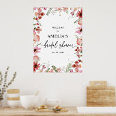 Roze Wilde Bloemen Bruidsdouche Welkomstbord Poste Poster (Keuken)