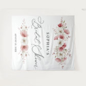 Roze Wilde Bloemen Bruiloftsdouche Tapes Wandkleed (Voorkant (horizontaal))