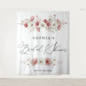 Roze Wilde Bloemen Bruiloftsdouche Tapes Wandkleed (Voorkant)