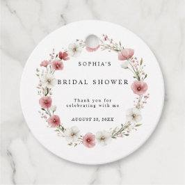 Roze Wilde Bloemen Bruiloftsfeest Bedankjes Labels