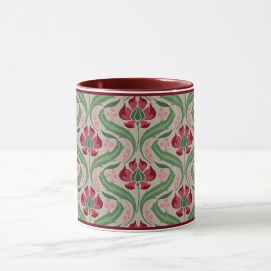 Roze wilde bloemen Damask Coffee Mok (Midden)