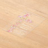 roze wilde bloemen doop uitnodiging (Laagn)