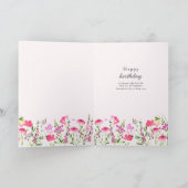 Roze wilde bloemen fijn Floral Foto Birthday Kaart (Binnen)