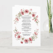 Roze Wilde Bloemen Foto Herdenkingsprogramma Funer Kaart (Achterkant)