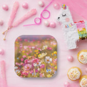 Roze Wilde Bloemen Gele Lavendel 2025 Papieren Bordje (Feest)