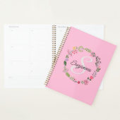 Roze Wilde Bloemen Gepersonaliseerde Monogrammed Planner (Display)