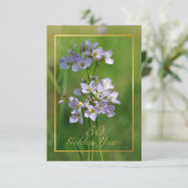 Roze wilde bloemen Gouden Bruiloft uitnodiging (Staand voorkant)