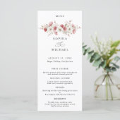 Roze Wilde Bloemen Huwelijksmenu Menu (Staand voorkant)