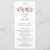 Roze Wilde Bloemen Huwelijksmenu Menu (Voorkant)