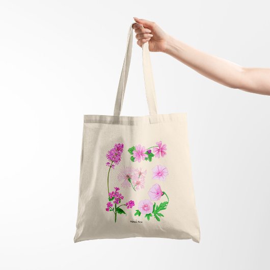 Roze wilde bloemen in aquarellen tote bag