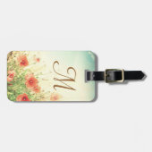 Roze Wilde Bloemen in Veld Monogram Bagagelabel (Voorkant horizontaal)