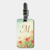 Roze Wilde Bloemen in Veld Monogram Bagagelabel (Voorkant verticaal)