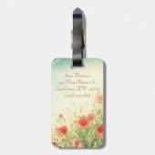Roze Wilde Bloemen in Veld Monogram Bagagelabel (Achterkant verticaal)