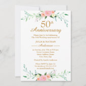 Roze wilde bloemen Jubileum voor 50e bruiloft Kaart (Voorkant)