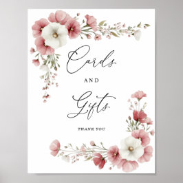 Roze Wilde Bloemen Kaarten en Cadeaus Bord Poster