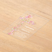 roze wilde bloemen kruis Bevestiging Acryl Uitnodigingen (Laagn)