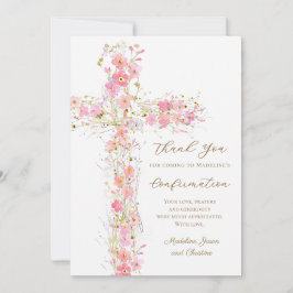roze wilde bloemen kruis bevestiging dank je kaart