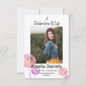 Roze, wilde bloemen, levensfotokaart kaart (Voorkant)