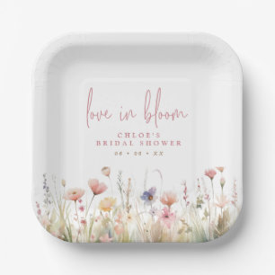 Roze Wilde Bloemen Liefde In Bloei Bruiloft Feest Papieren Bordje